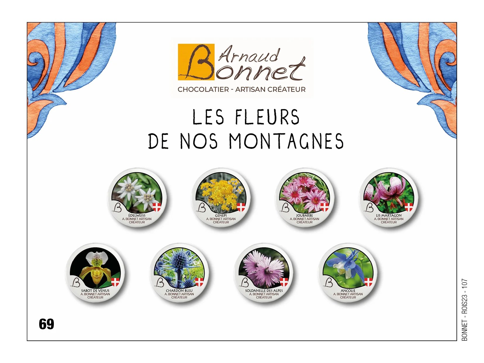 Fèves personnalisées de fleurs à la chocolaterie de Arnaud Bonnet