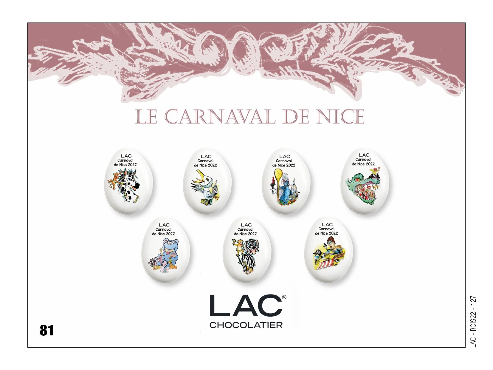 Fèves personnalisées carnaval de nice paur LAC Chocolatier